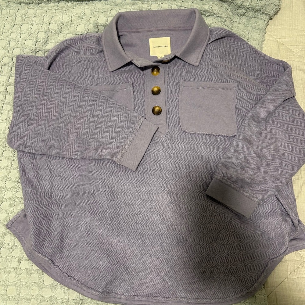 American Eagle Pastel Lavender Polo Sweater